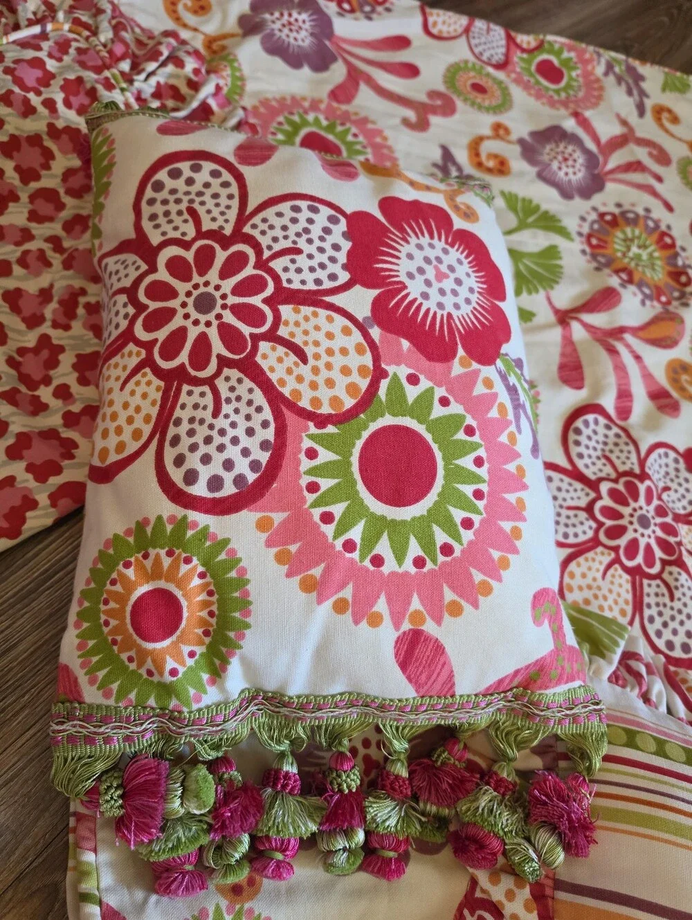 Vintage PB Teen Boho Floral Twin Duvet Bedding Set - 7 Piece Bundle Like New